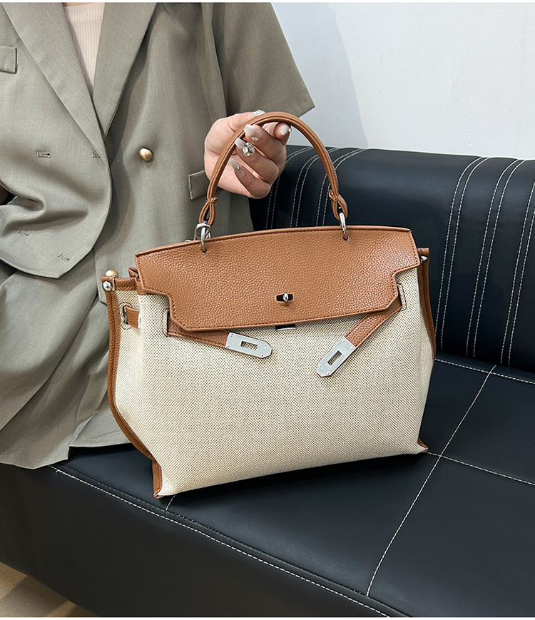 Fashion tote bag new women's bag trend large capacity contrasting color shoulder oblique span bag