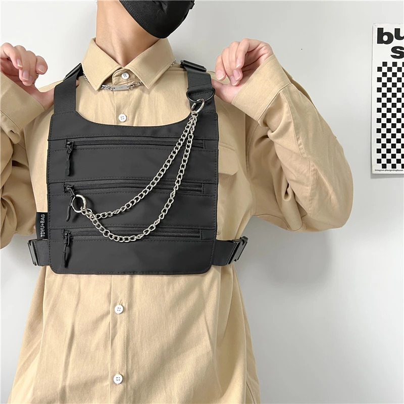 Three layers n Chest Bag Streetwear Unisex Chest Rig Bag Hip-hop waistcoat Chest pack Multi-function Tactical Vest Backpack 251126