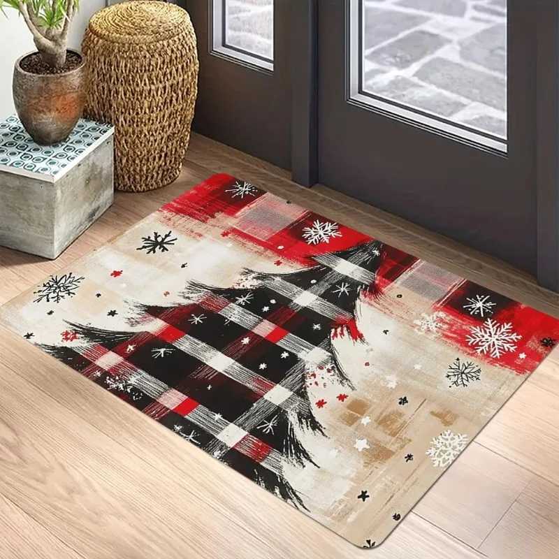 Festive Christmas Doormat Santa Claus Reindeer Tree Design Merry Christmas Welcome Mat for Holiday Home DecorM251126