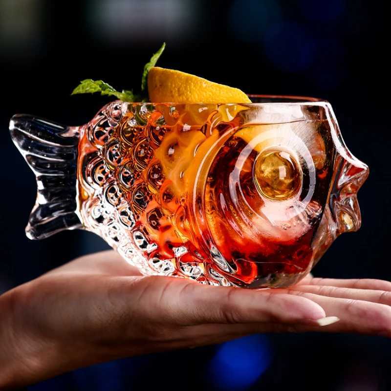 Creative 3D Transparent Fish Shape Bar Cocktail Glass Party Thick Heavy Lovely Smoothies Bowl Cup Cold Drink Tiki Glasses Mug C251126