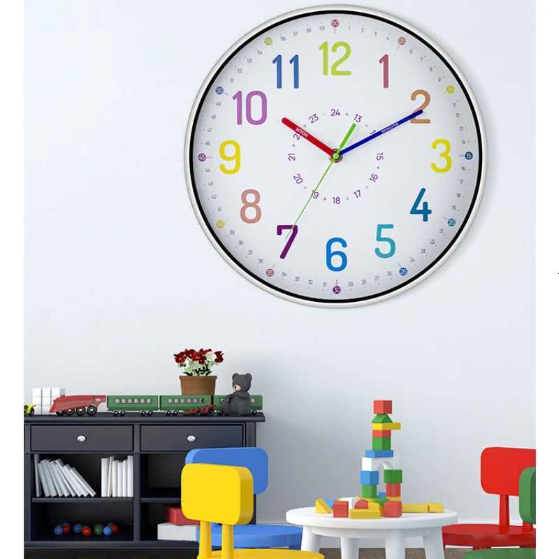 12 Inch Silent Wall Clock colorful Cartoon Kids clock for Home Living Room Decoration Art Childhood Clocks C251126