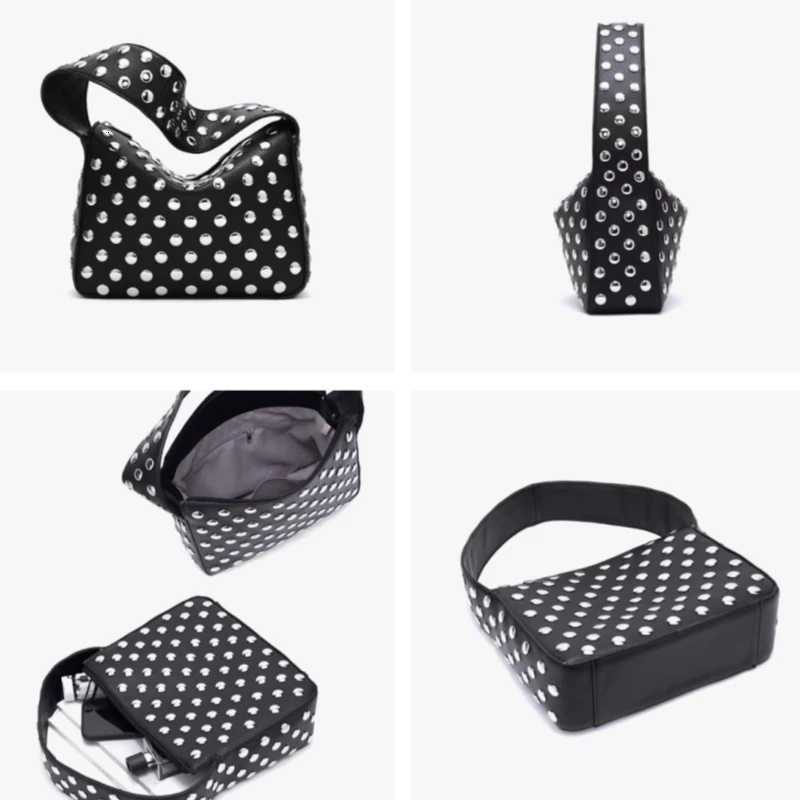 Fashionable Studded Purses Shoulder Hobo Bag Punk Women Small Shouder Purse Vegan Leather Designer Handbags Streetwear Z251126