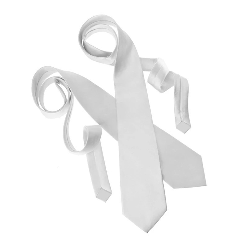 Men Blank Sublimation Tie Solid Color White DIY Heat Transfer Polyester Silky Necktie for Formal Wedding Party Business 251126