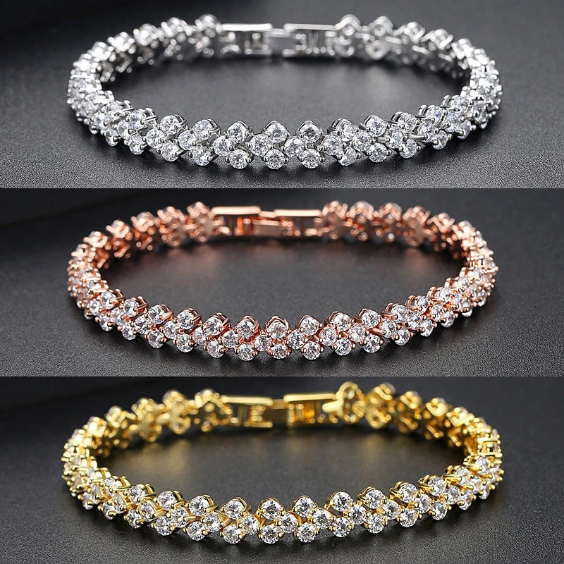 Star Union Roman Women's Brick and Stone Crystal Bracelet Accessories