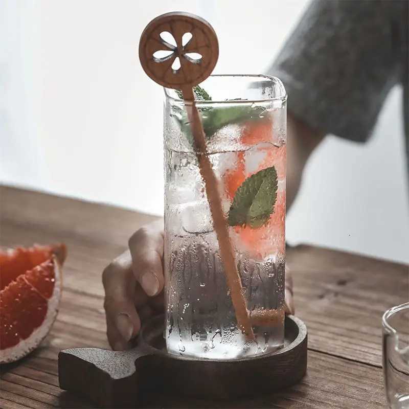 Creative Square Glass Transparent Cold Drink Large Capacity Iced Coffee Milk Tea Drinking Red Wine Beer C251126