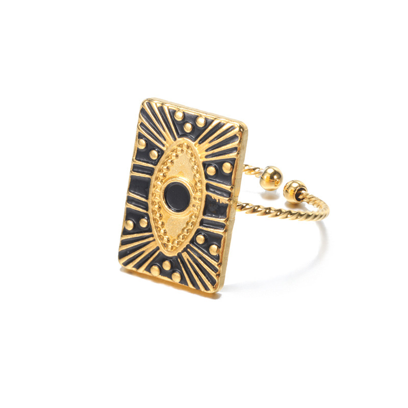 Turkish Evil Eye Rings for Women Stainless Steel Gold Color Adjustable Ring Love Heart Aesthetic Jewelry Gift anillos mujer High quality gold designer - view 4