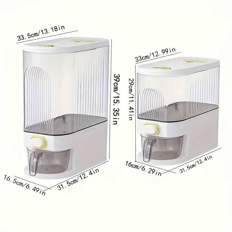 5kg/10kg Rice Dispenser - Large Pantry Storage Container with Measuring Cup Time Markings Y251126