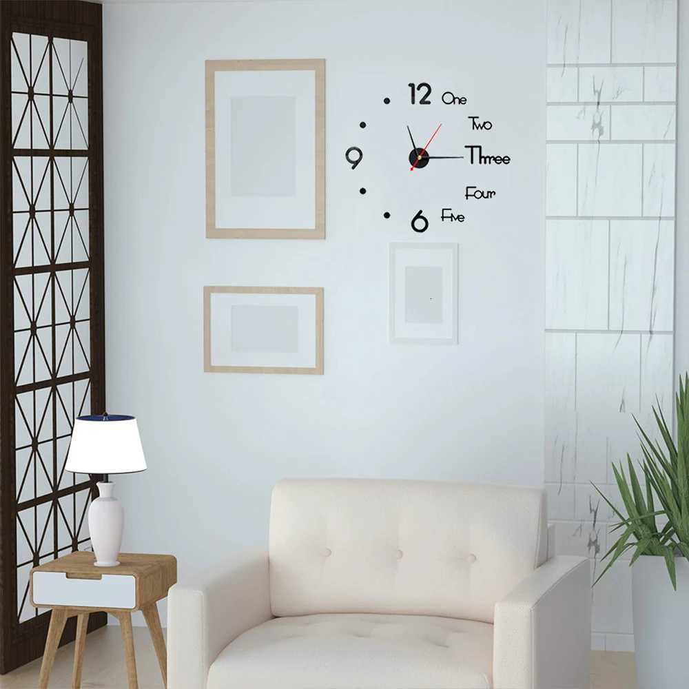 Wall Clock DIY 3D Mirror Acrylic Number Display Silent Quartz Movement Clock Stickers Home Decoration for Living Room Bedroom C251126