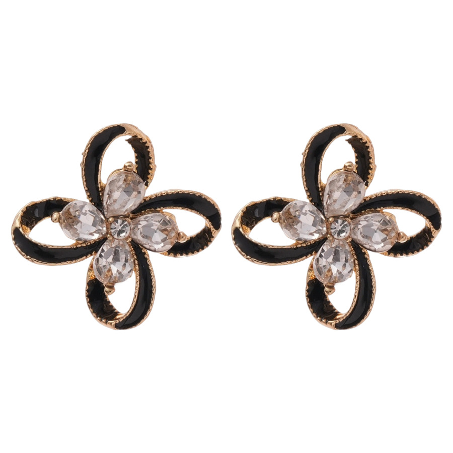 Silver Needle Inlaid Diamond Oil Drop Flower French Fashion Versatile Elegant Exquisite Light Luxury High-end Feel Earrings for Women - view 4