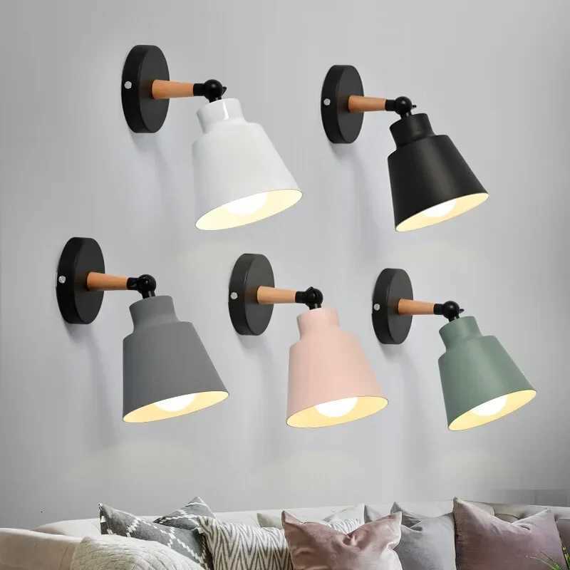Nordic bedroom wall lamp solid wood LED wall lamps minimalist living room corridor bedside lamp Decorative lighting M251126