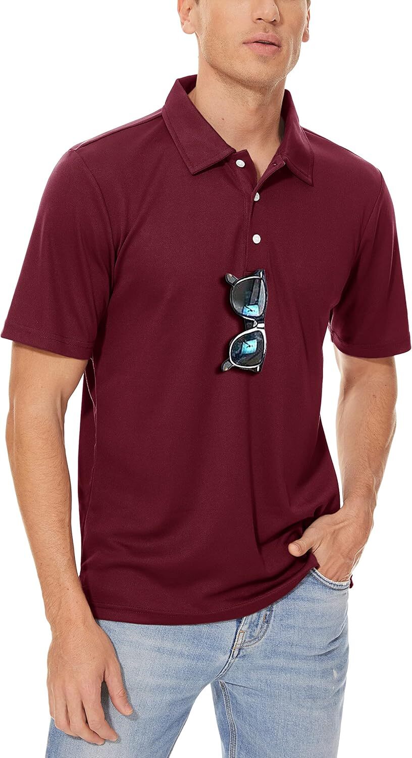 Mens Polo shirt Men's Casual Work T Shirts Quick Dry Short Sleeve Golf Shirt Pique Jersey Outdoor Performance