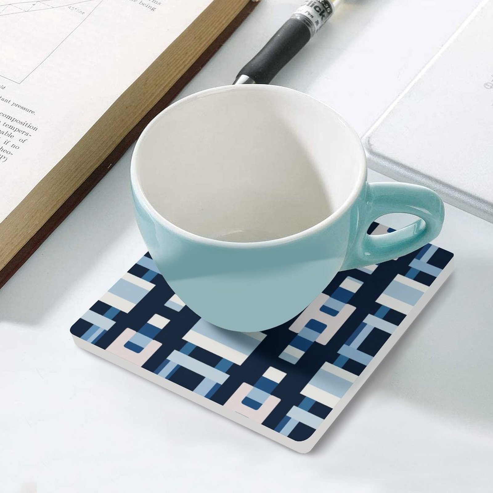 Custom H Designer Coasters Set of 6 Coasters for Drinks Luxury Horse Ceramic Drink Coaster for Tabletop Protection Coffee Table Decor Ideal for Warmin