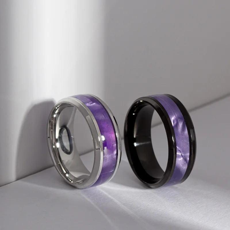 Selling Classic Steel Black Elegant Purple Colorful Couple Ring For Women Men Jewelry Accessories Size 6-13 251126