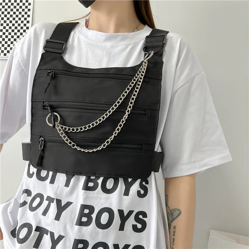 Three layers n Chest Bag Streetwear Unisex Chest Rig Bag Hip-hop waistcoat Chest pack Multi-function Tactical Vest Backpack 251126