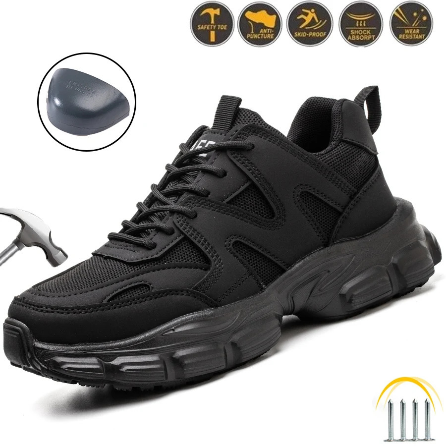 Work Sneakers Steel Toe Shoes Men Safety Shoes Puncture-Proof Work Shoes Boots Fashion Indestructible Footwear Security i251126