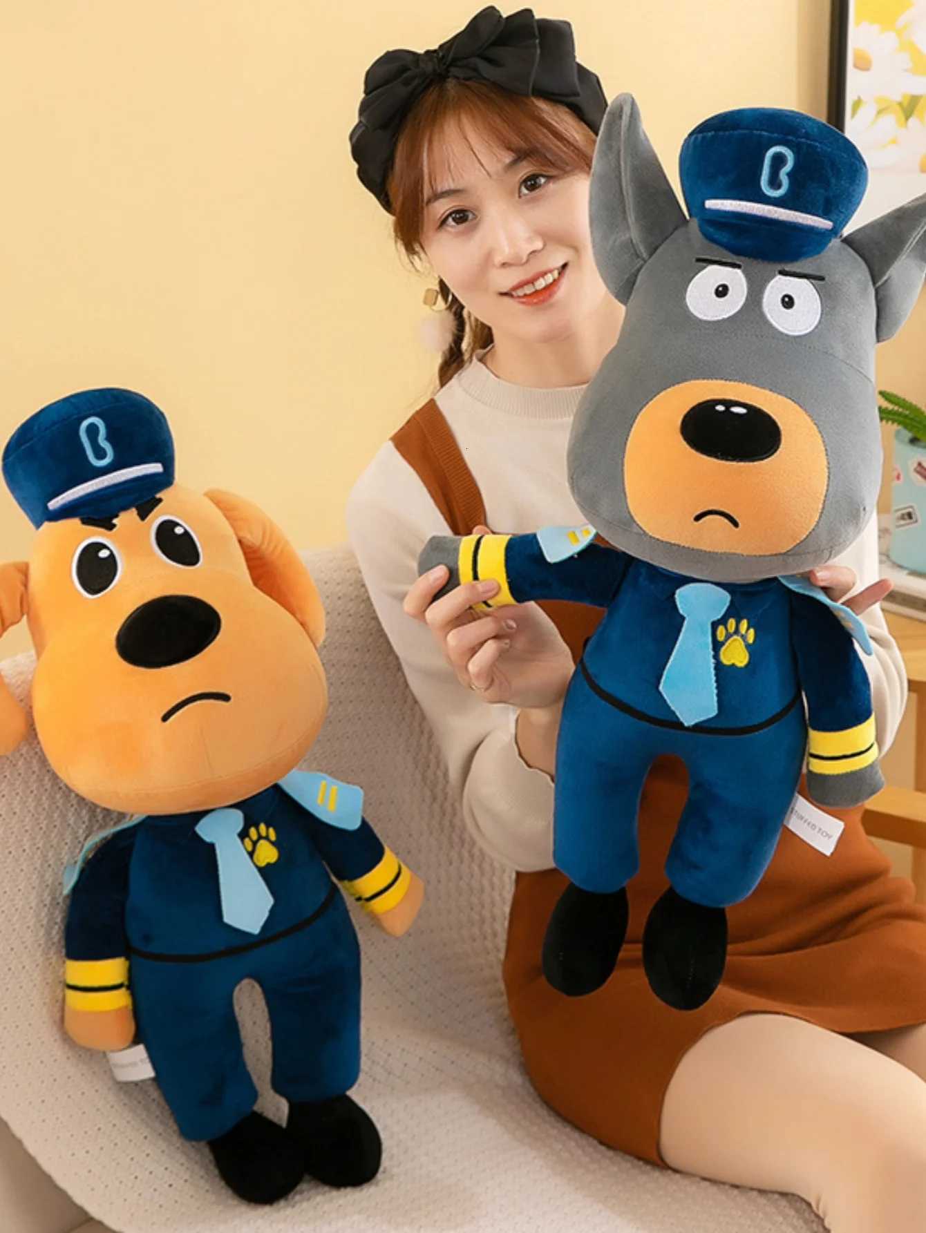Baby Labrador sheriff plush toy doll children sleep with cute cartoon soothing plush toys birthday cute female pillow sheriff doT251126