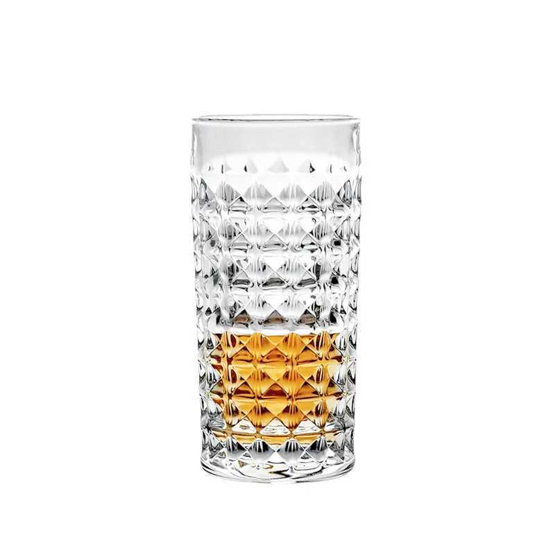 HeY LiLac 330ML Drinking Glasses Embossed Beaded Glass Cups Heavy Base Water Beer Glasses Water Tumbler for Whiskey Cocktails C251126