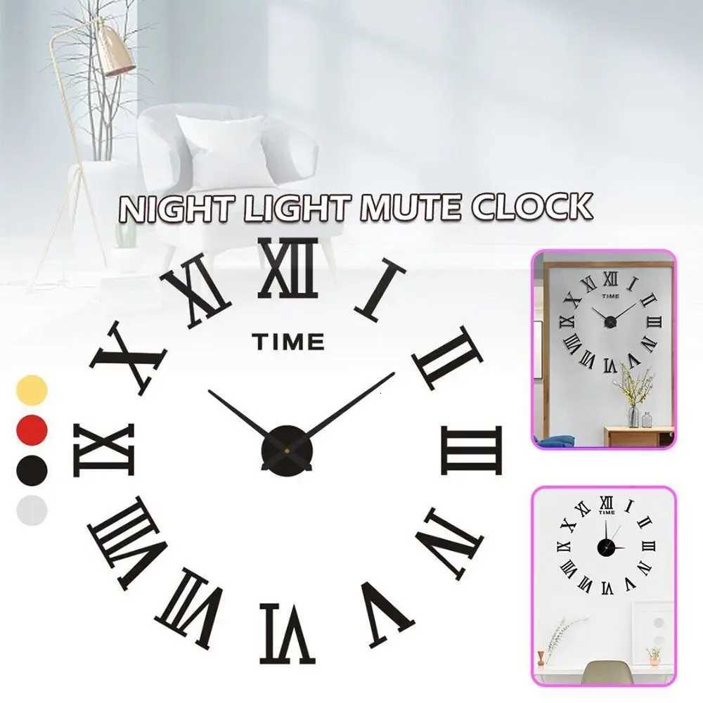 3D Large Roman Numerals Mirror Surface Acrylic Wall Sticker Wall Clock Home Office DIY Nordic Style Art Decor C251126