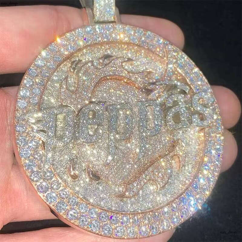 Custom Hip-Hop Jewelry VVS Moissanite Moissanite Name Logo Iced Out Pendant