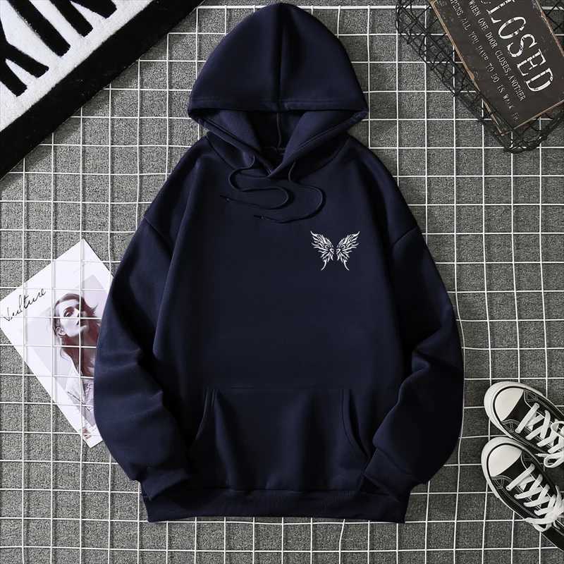 In The Future Dark Black Butterfly Creative Design Hoodie For Male Hip Hop Fleece Hoody All-Match Fashion Streetwear Pocket Tops J251136