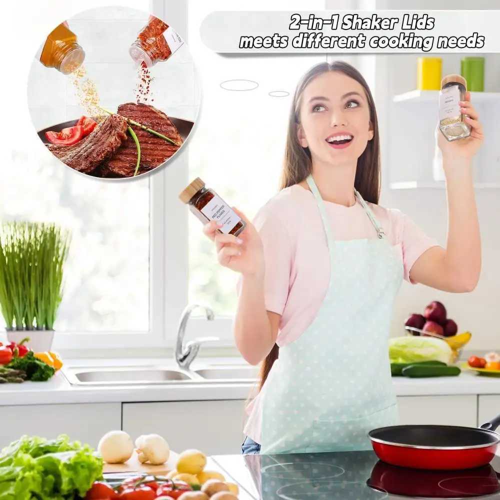 13Pcs Glass Spice Jars with Bamboo Lids 4oz Glass Jars Spice Jar Set Seasoning Jars Organizer Storage Bottles for Spice Rack Y251126