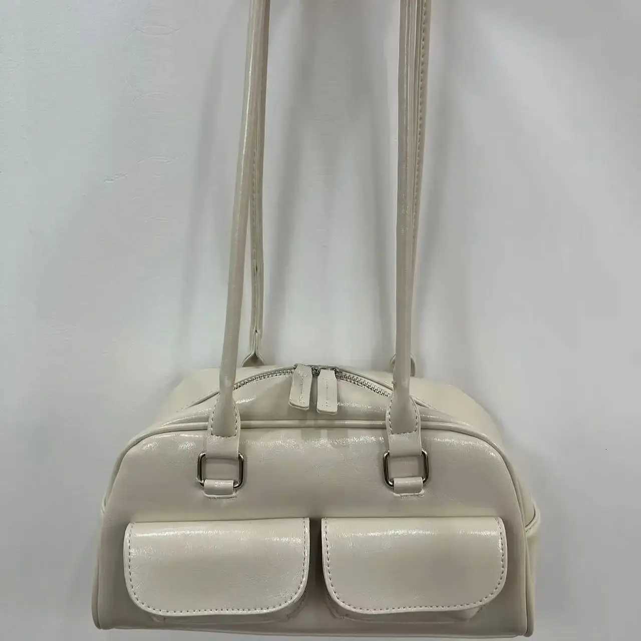 Lux Trendy Street Standoil Korean INS Style Bowling Box Handbag for Women Boston Tote Bag Pu Leather Bag Female Accessory Z251126