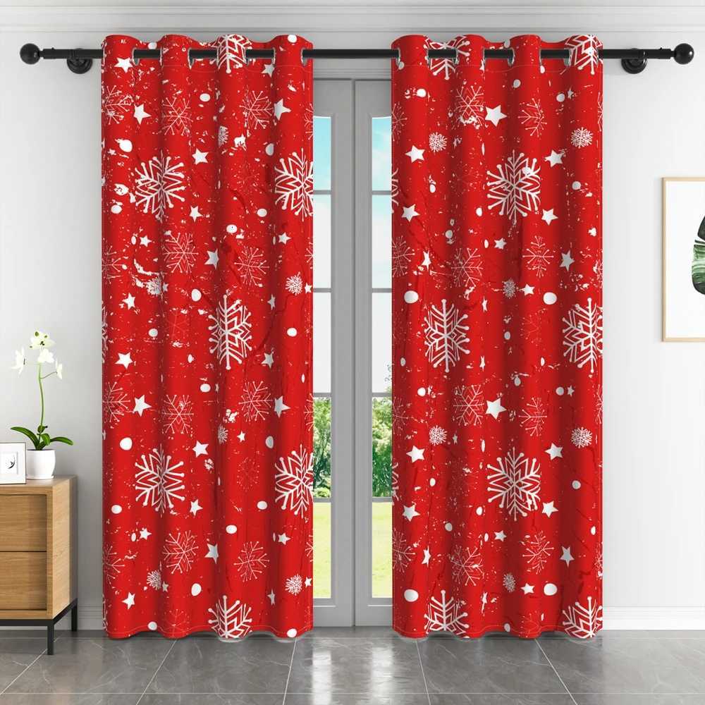 Christmas 2pcs/set Christmas Themed Curtains Xmas Tree Winter Snowflake Reindeer Print for Festive 2025 Home Decoration Window Curtain Y251126