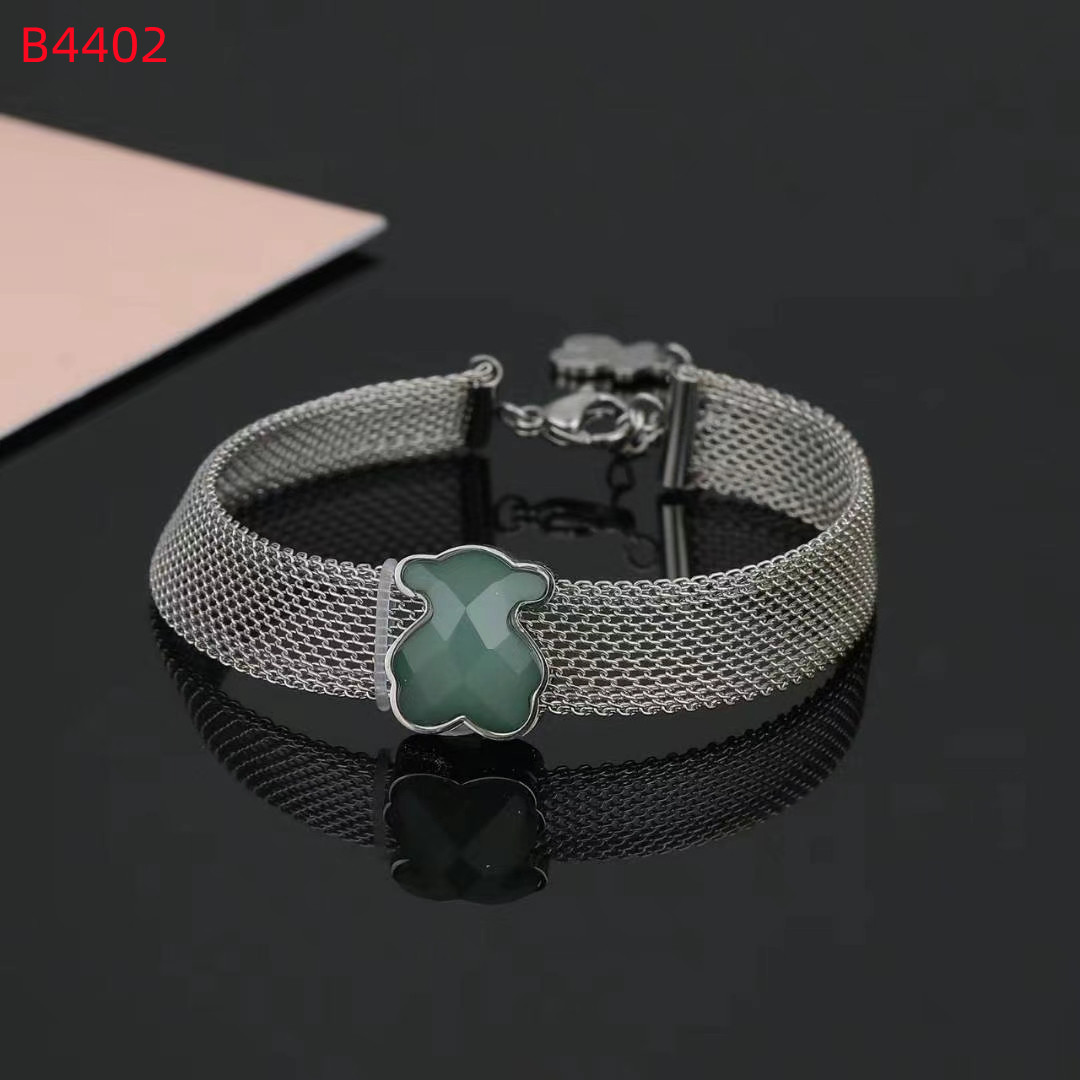 Fashion Women Men Girls Silver Gold Stainless Steel Bear Animal Heart Wire Round Circle Black Blue Glass Bracelets Jewelry Pulsera Gift