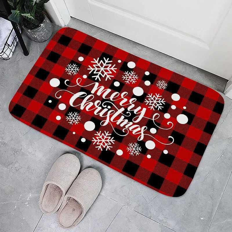Christmas Plaid Check Floor Mat Decorations Winter Xmas Front Door Mat Bathroom Non-Slip Foot Pad Christmas DecorationsM251126