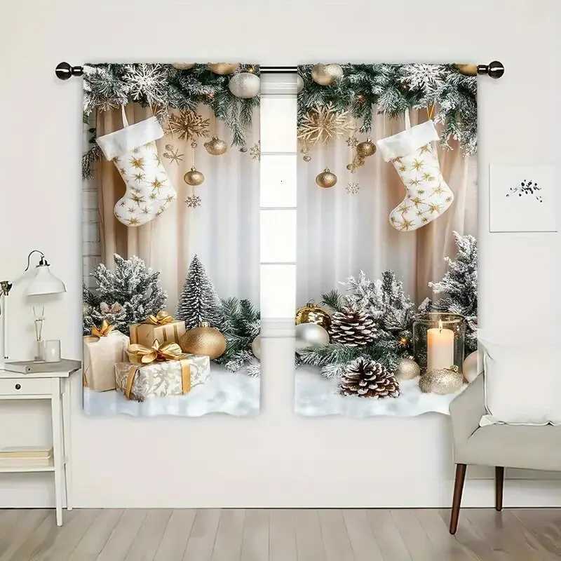 Curtain Christmas Christmas gift printed curtains Christmas decorations bedroom and living room home decoration room decoration Y251126