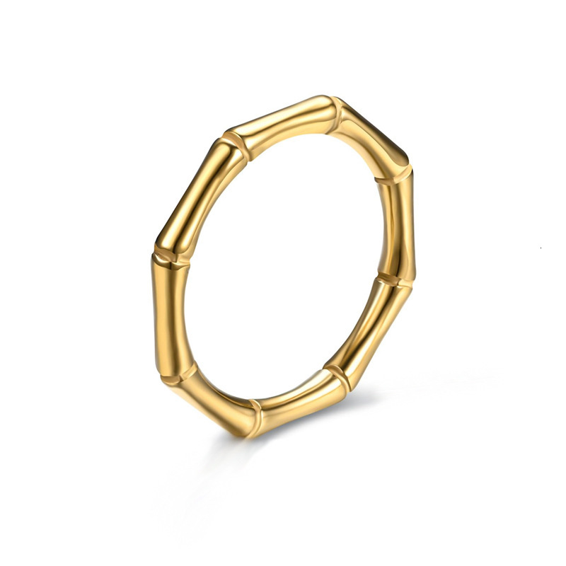 Japanese Korean stainless bamboo index finger ring, female personality temperament, simple and popular gold bone joint titanium steel ring