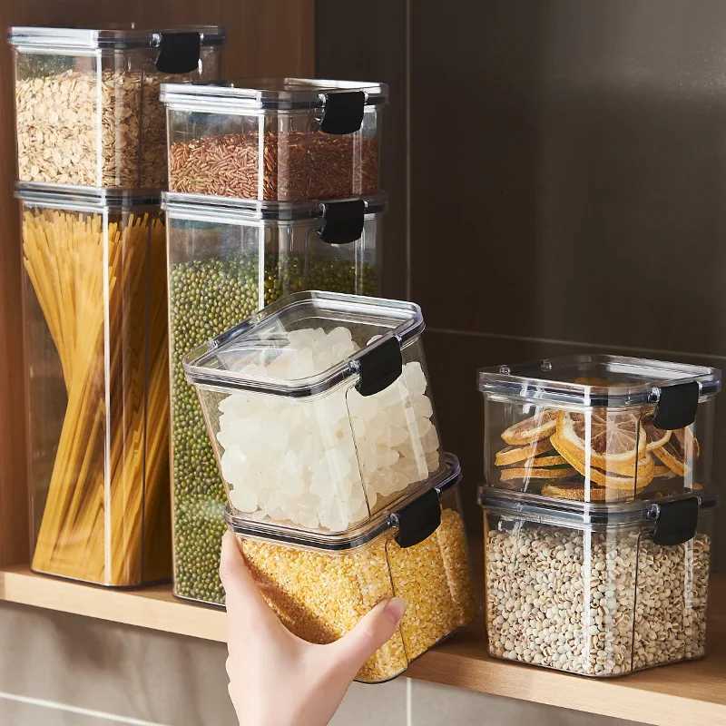 Sealed plastic food storage box cereal candy Dried jars with lid fridge storageTank containers household items kitchen organizer Y251126