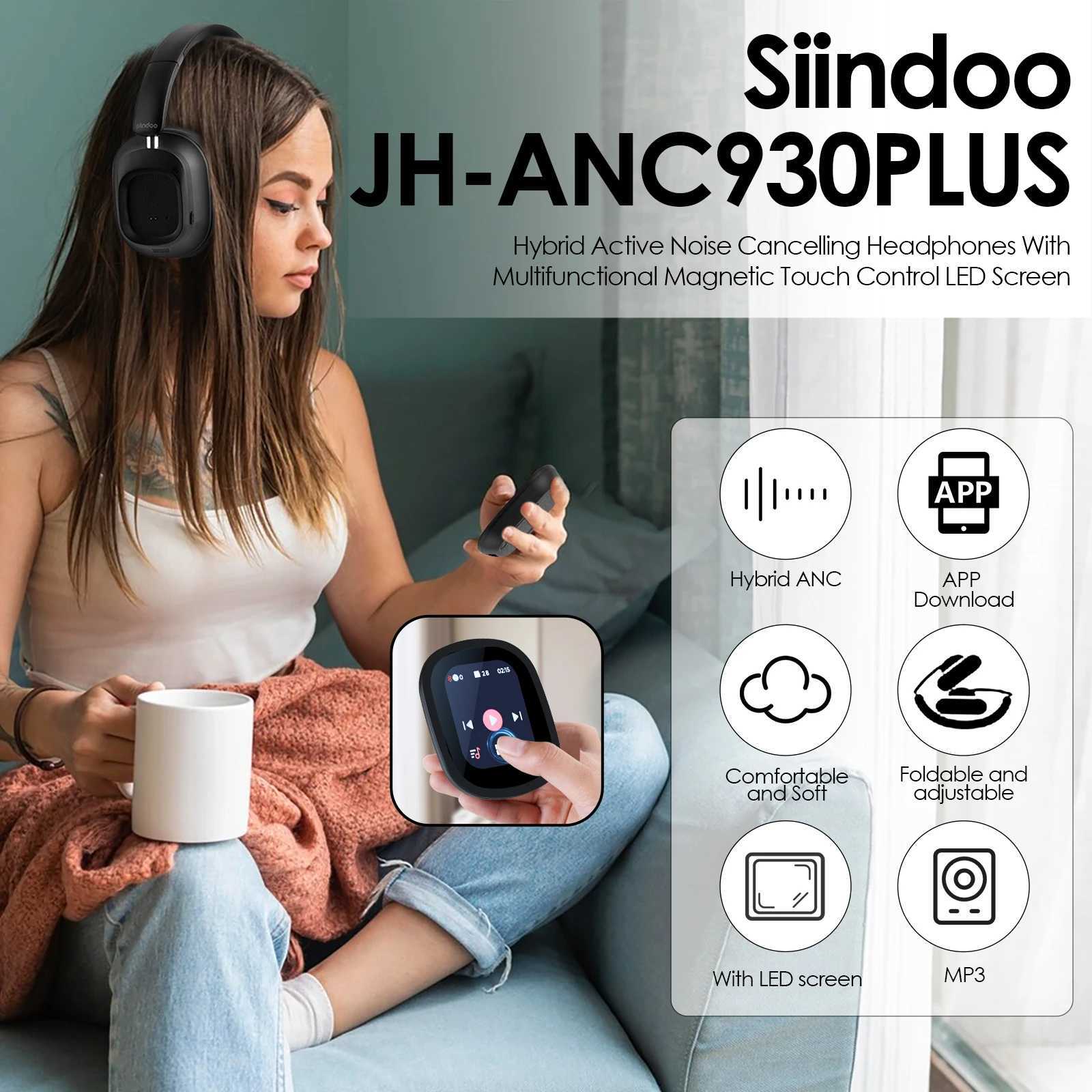 Siindoo JH-ANC930Plus Hybrid Wireless Headphone Active Noise Cancelling Headphones With Multi Magnetic Touch Control LED ScreenM251126