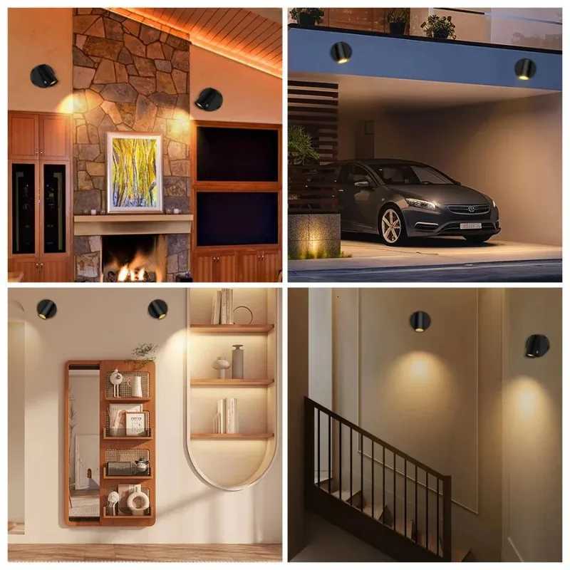 LED Light Magnetic USB Rechargeable Wall Light Spotlight Wireless Wall Lamp Reading Light Bedroom Bedside Light M251126