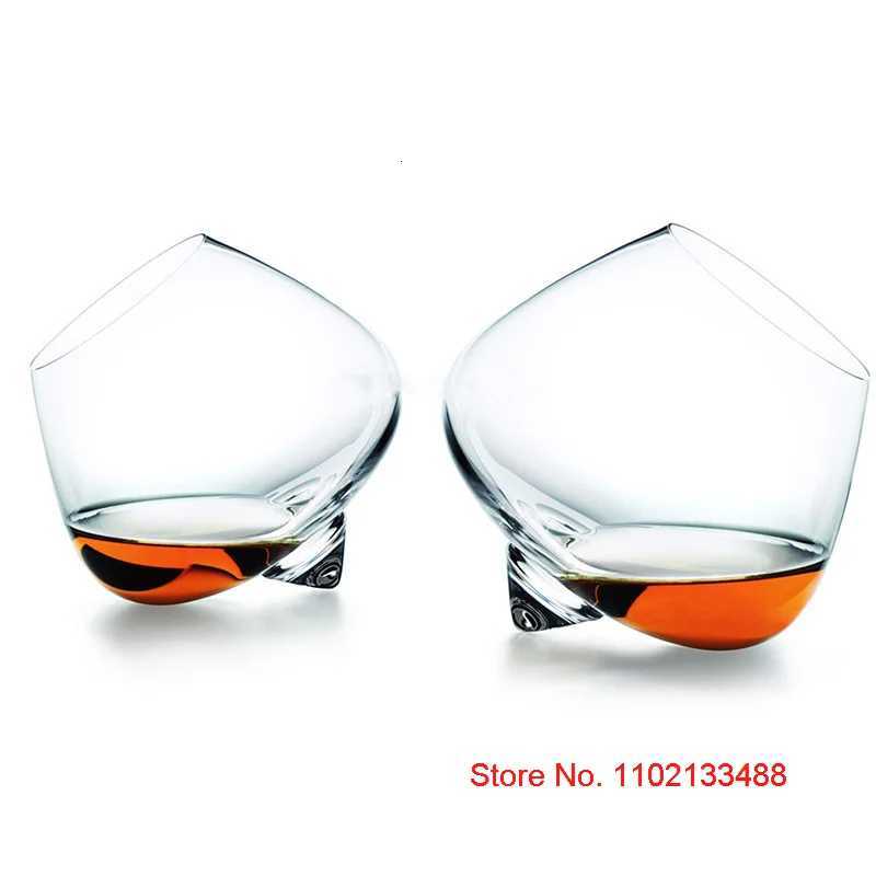 2022 Shaking Cope Gyro Spinning Whiskey Glass Cone Base Declining Rocking Wine Cup Liquor Cognac Martell Crystal Whisky Tumbler C251126