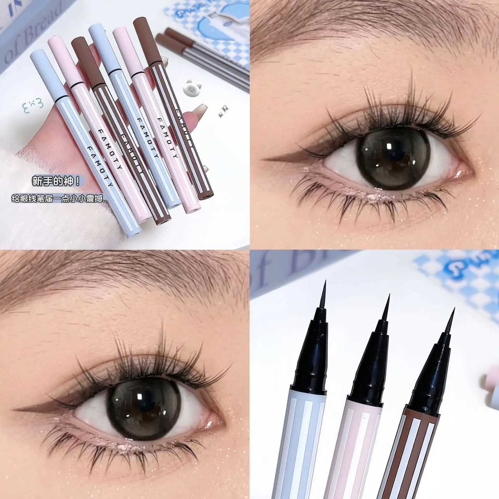 FAMOTY Ultra Slim Liquid Eyeliner Pen 001mm Fine Tip 12H Waterproof Smudge-proof Easy Control for Beginners 4 Colors EyelT251126