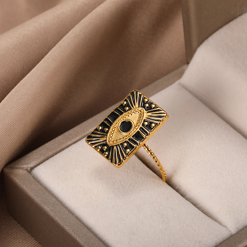 Turkish Evil Eye Rings for Women Stainless Steel Gold Color Adjustable Ring Love Heart Aesthetic Jewelry Gift anillos mujer High quality gold designer - view 8