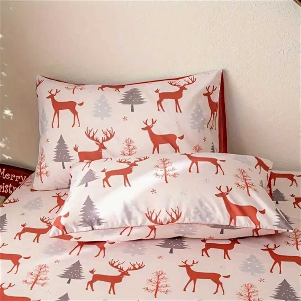 Christmas Christmas Theme Santa Hat Design 3-Piece Bedding Set-100 Polyester Microfiber Machine Washable Mattress Cover Durable Sheet Y251126