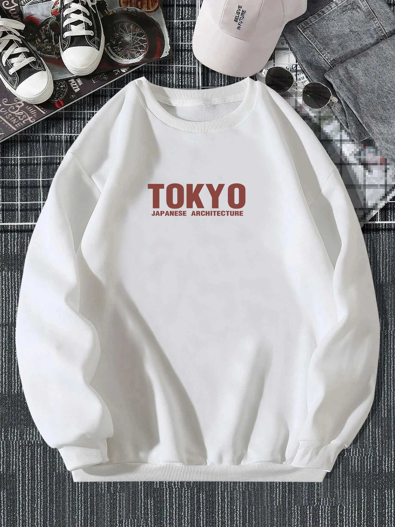 Japanese Tokyo Sakura Printing Spring Casual Women Pullover Sweatshirt Warm Soft Hoodies Loose Crewneck Fleece Female Clothing J251136
