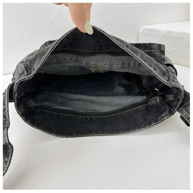 Denim Vintage Messenger Bag for Women Tote Handbag Fashion Jeans Crossbody Shoulder Bag Large Capacity Causal Ladies Satchel Bag 251124
