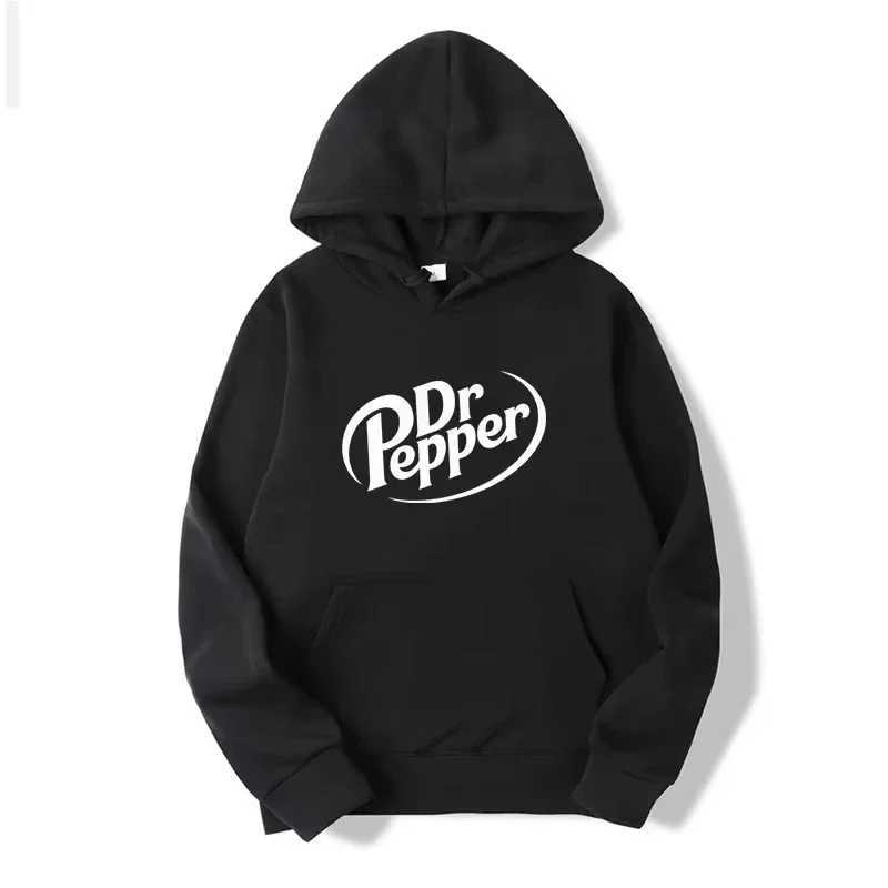 2025 Autumn Warm Dr Pepper Letter Printed Hoodies Street Men Fashion Fleece Sweatshirts Casual Unisex Pullover Tops Fashion Tre J251136