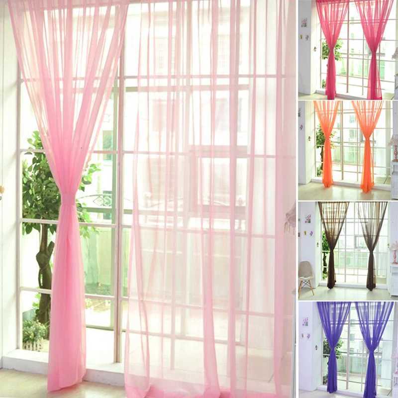 Curtain Christmas Transparent Window Gauze Solid Color Wedding Glass Gauze Household Products Light Luxury Style Easy to Install Curtains Supplies Y25