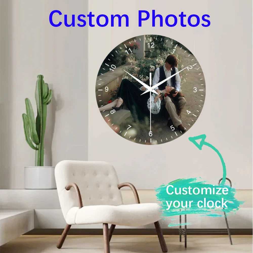 1pc Personzed Quartz Wall Colck Custom Your Photo on Clocks for Wall DecorationGift for Your Family Friend Petslovers C251126