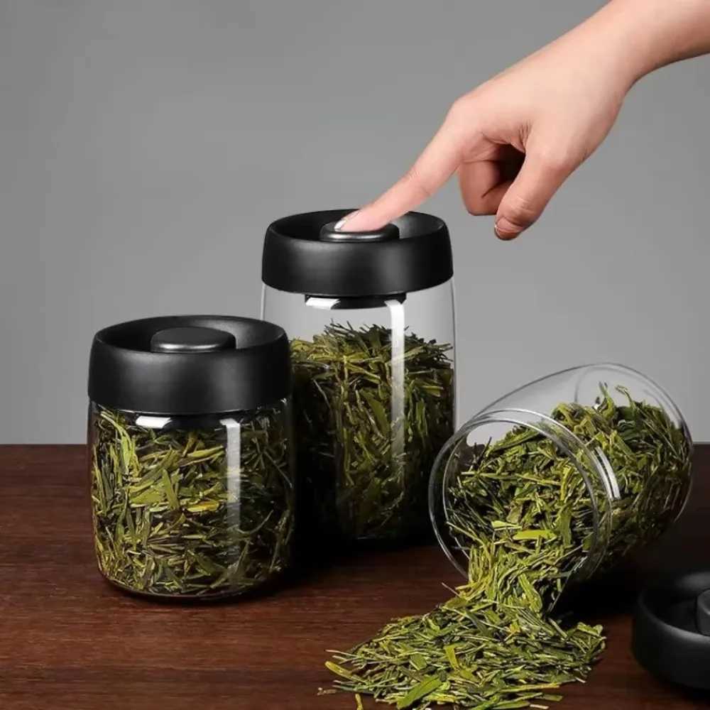 Economic 500ml Vacuum Sealed Jug Coffee Beans Glass Airtight Canister Food Grains Candy Keep Fresh Storage Kitchen Accessories Y251126