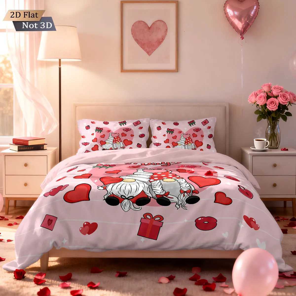 Christmas 3pcs Valentines Day Christmas goblin printed coreless duvet set multi size bedroom bedding holiday decoration machine washable Y251126