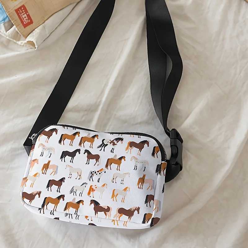 1pc horse print fashion adjustable crossbody bag neutral sports waist bag suitable for runningT251126