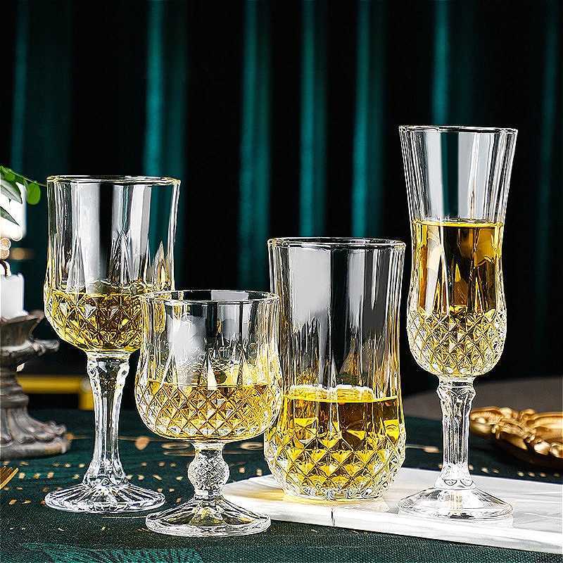 62oz/55oz/79oz/53oz Luxury Diamond Carved Red Wine Glass Transparent Cocktail Glass Premium Champagne Glass Bar Glassware C251126