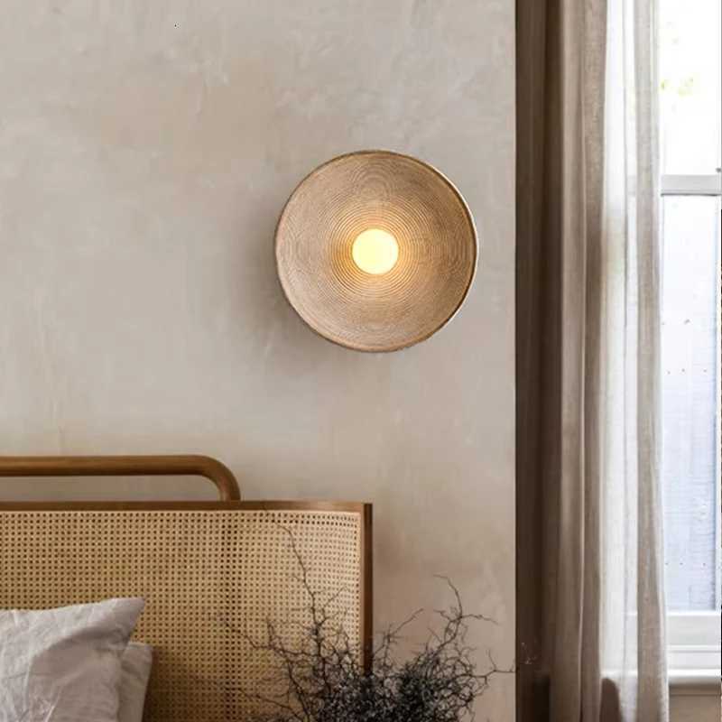 Retro Japanese Resin Wall Lamp Suitable for Living Room Bedroom Bedside Background Decoration Light M251126