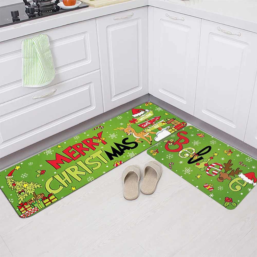 Reindeer Snowflake Christmas Kitchen Mat Anti-Fatigue Flannel Machine Rug for Living Room Bedroom Dining DecorM251126