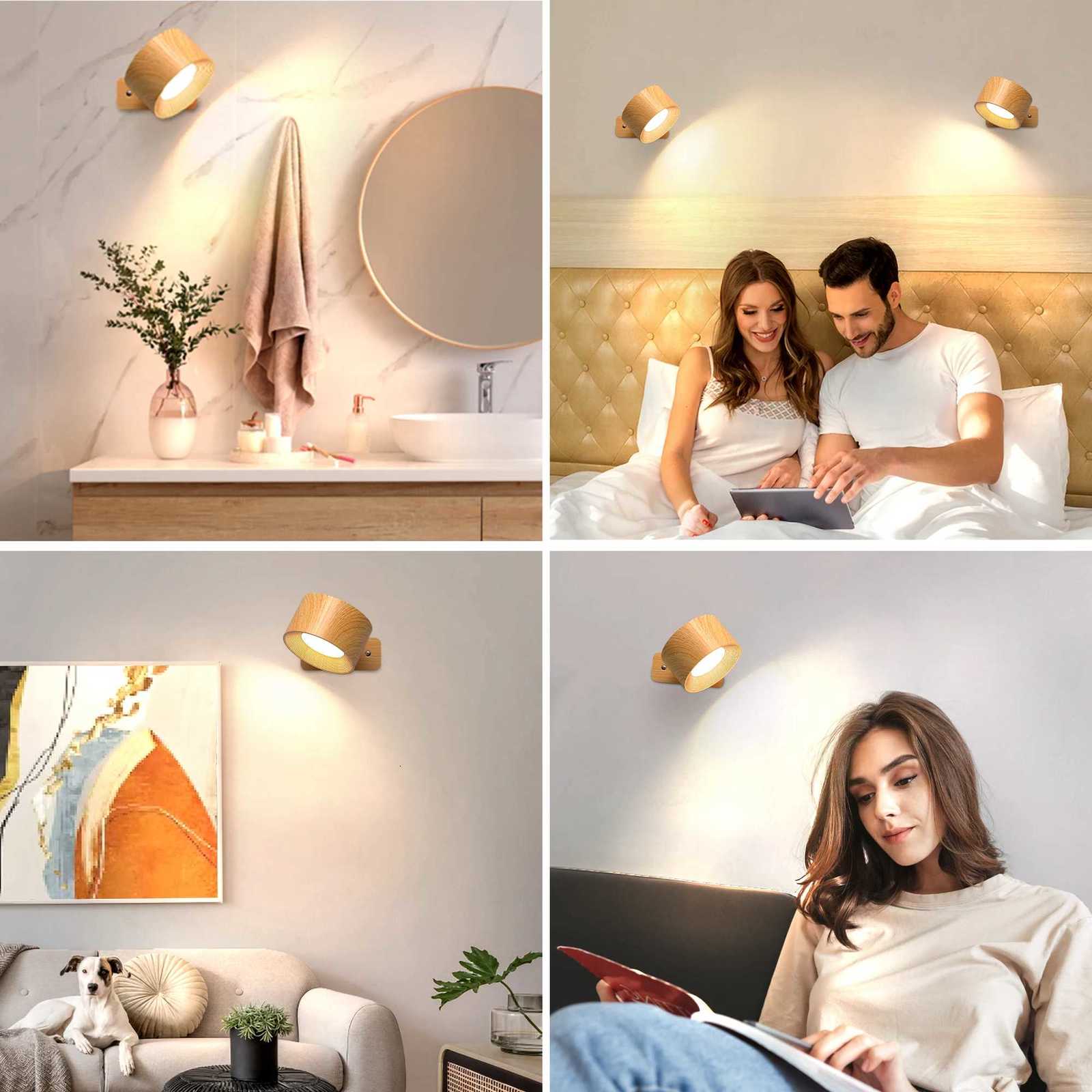 1pc/2pcs LED Wall Sconces 3 Brightness Levels 3 Color Modes Wall Lights Battery Operated 360 Rotatable Touch Control Wall Lam M251126